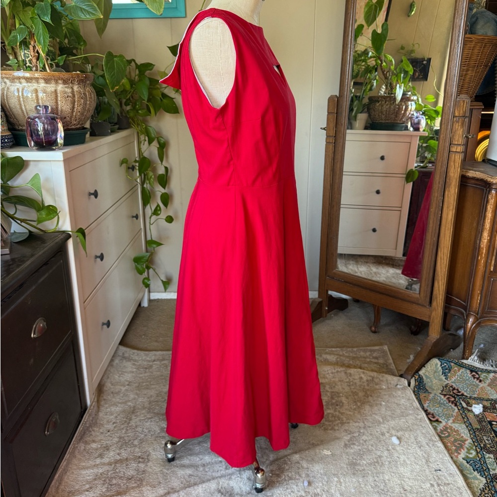 Tatyana Retro Red Swing Pinup Style Cutout Dress, plus size 2X - Picture 8 of 12